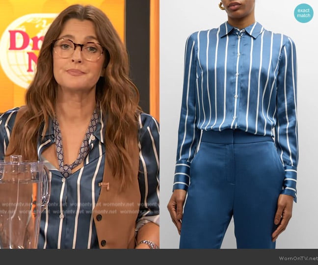 Veronica Beard  Monique Stripe Long-Sleeve Top worn by Drew Barrymore on The Drew Barrymore Show