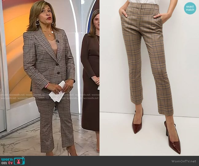 Veronica Beard Tani Plaid Pant in Russet Multi worn by Hoda Kotb on Today