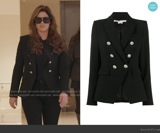 Veronica Beard Miller Dickey double-breasted grain de poudre blazer worn by Emily Simpson on The Real Housewives of Orange County