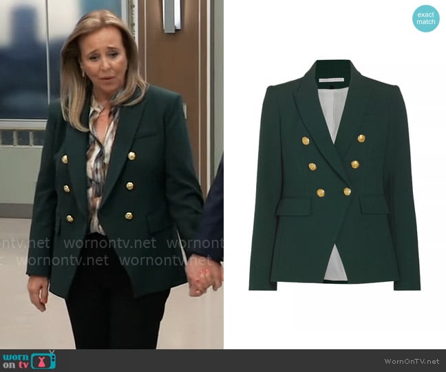 Veronica Beard Miller Jacket in Pine worn by Laura Collins (Genie Francis) on General Hospital