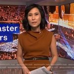 Vicky’s brown belted dress on NBC News Daily