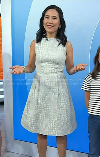 Vicky’s white crocodile embossed dress on Today
