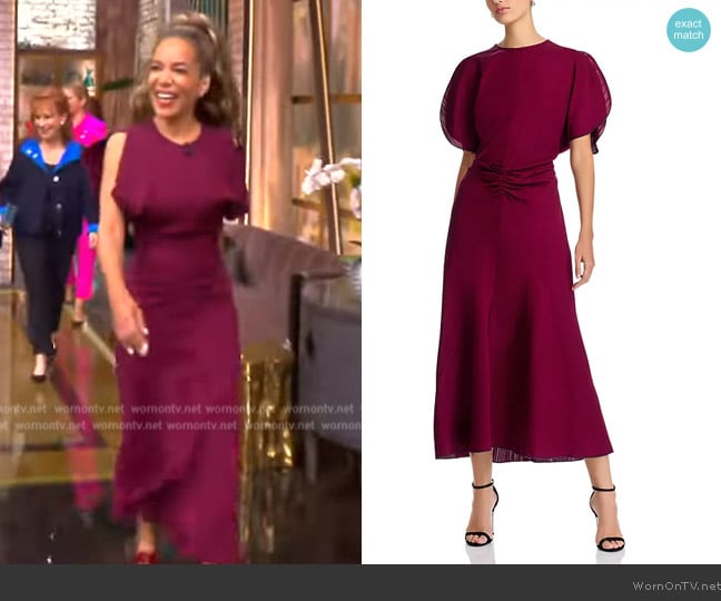 Victoria Beckham Flutter Sleeve Midi Dress worn by Sunny Hostin on The View