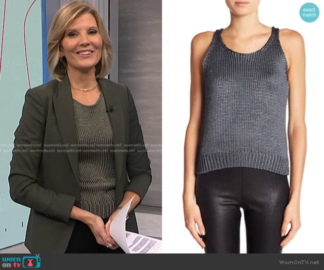 Vince Cable-knit Silk Crop Tank Top in Smoke worn by Kate Snow on NBC News Daily