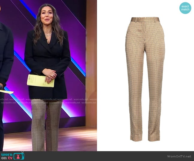 Victoria Beckham Tailored Slim Logo Pants worn by Erielle Reshef on Good Morning America