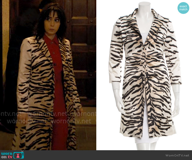 Celine Vintage Zebra Print Coat worn by Sofia Falcone (Cristin Milioti) on The Penguin