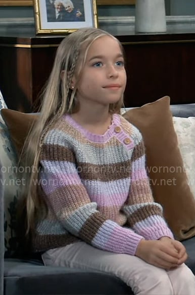 Violet's purple striped sweater on General Hospital