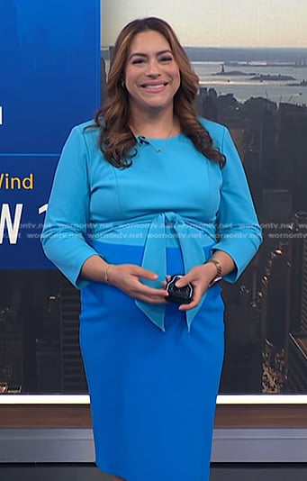 Violeta Yas's blue tie front dress on NBC News Daily