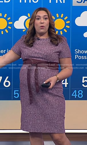 Violeta's leather tie waist tweed dress on NBC News Daily