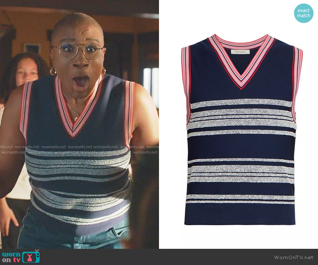 Wales Bonner Shade Stripe Sweater Vest worn by Henrietta Wilson (Aisha Hinds) on 9-1-1