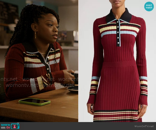 Wales Bonner Wander Long Sleeve Polo Sweater worn by Izzy Letts (Jazz Raycole) on The Lincoln Lawyer