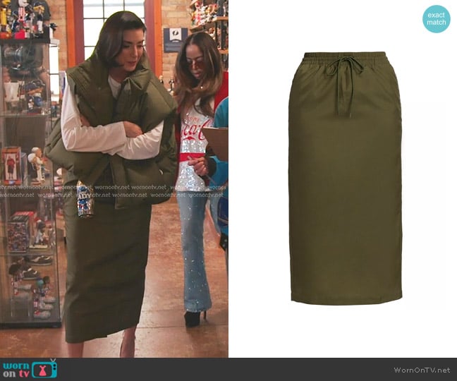 Wardrobe.NYC Utility Midi-Skirt in Military worn by Bronwyn Newport on The Real Housewives of Salt Lake City