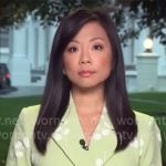 Weijia Jiang’s mint green floral blazer on CBS Mornings