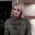 Whitney’s green Harley Davidson cropped hoodie on The Real Housewives of Salt Lake City