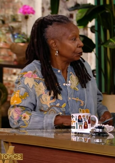 Whoopi's embroidered denim shirt on The View