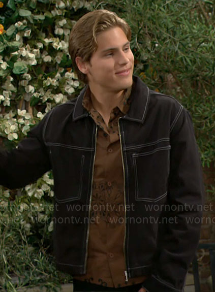 Will's brown floral shirt and black jacket on The Bold and the Beautiful