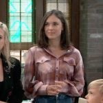 Willow’s pink plaid button down top and jeans on General Hospital