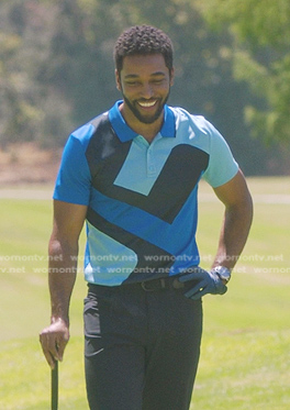 Winston's blue colorblock golf polo on Greys Anatomy