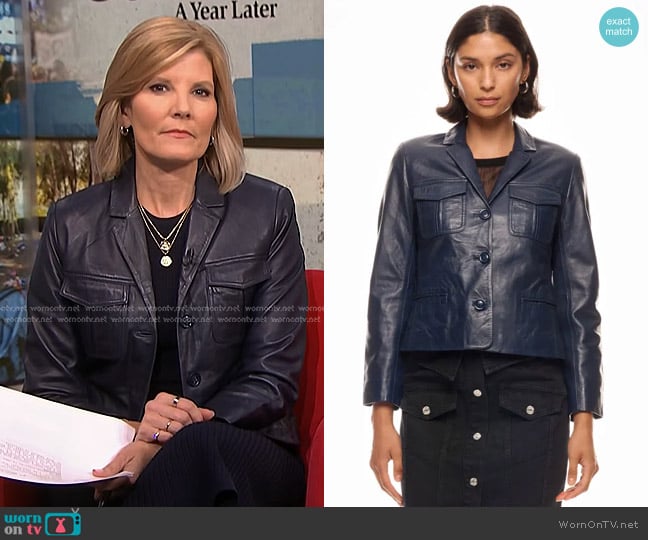 Zadig & Voltaire Liams Leather Jacket worn by Kate Snow on NBC News Daily