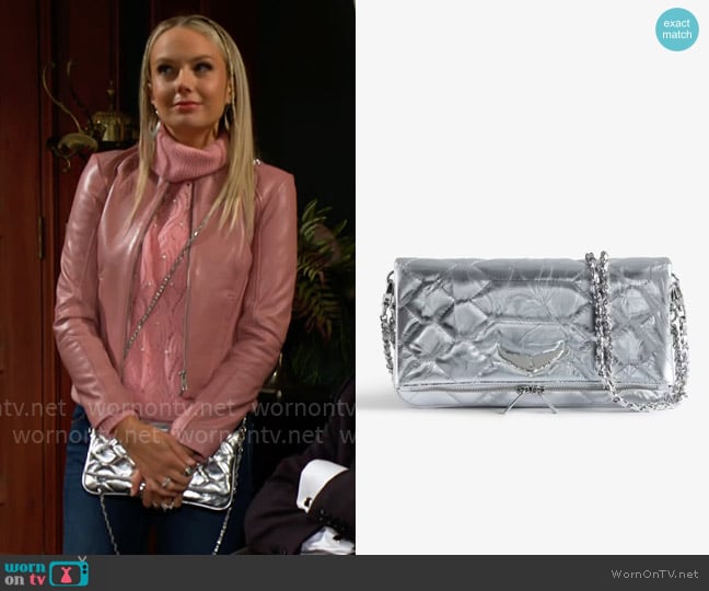 Zadig & Voltaire Rock Quilted Metallic Clutch worn by Abby Newman (Melissa Ordway) on The Young and the Restless