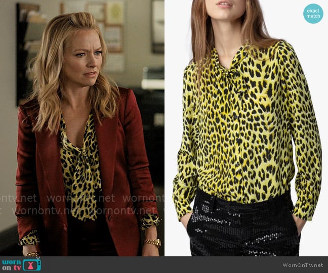 Zadig & Voltaire Taos leopard-print silk shirt worn by Lorna Crane (Becki Newton) on The Lincoln Lawyer