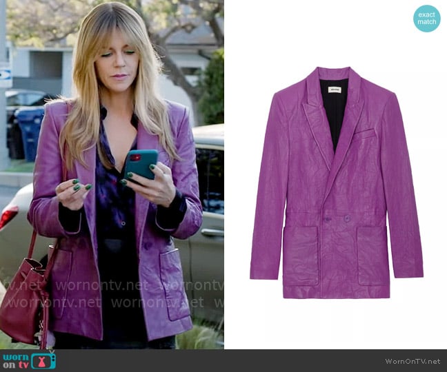 Morgan’s purple leather blazer on High Potential