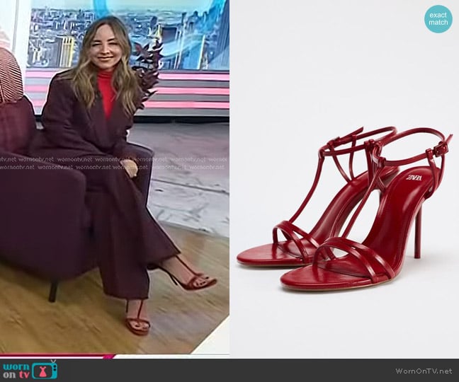 Zara Hight Heeled Strap Sandals in Red worn by Lilliana Vazquez on Today