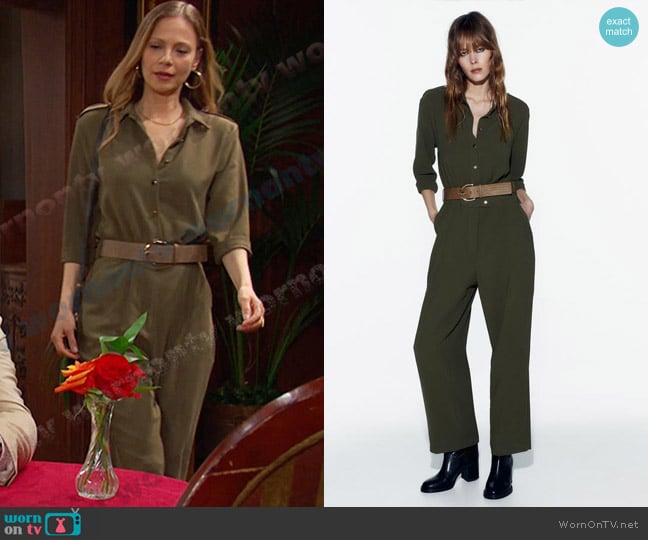 Zara Belted Wide Leg Jumpsuit worn by Ava Vitali (Tamara Braun ) on Days of our Lives