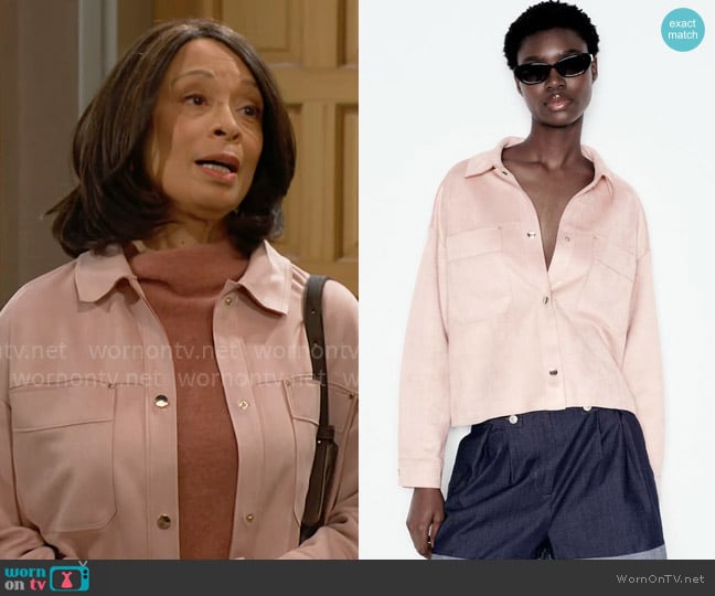 Zara Faux Suede Jacket worn by Amy Lewis (Valarie Pettiford) on The Young and the Restless