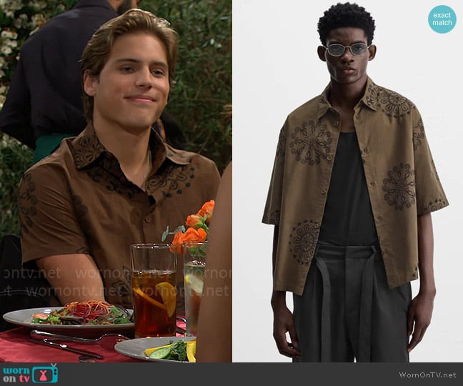 Zara Floral Embroidered Shirt worn by Will Spencer (Crew Morrow) on The Bold and the Beautiful