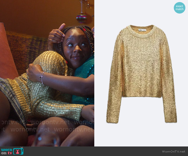 Zara Metallic Crackled Sweater worn by Tara Jones (Corinna Brown) on Heartstopper