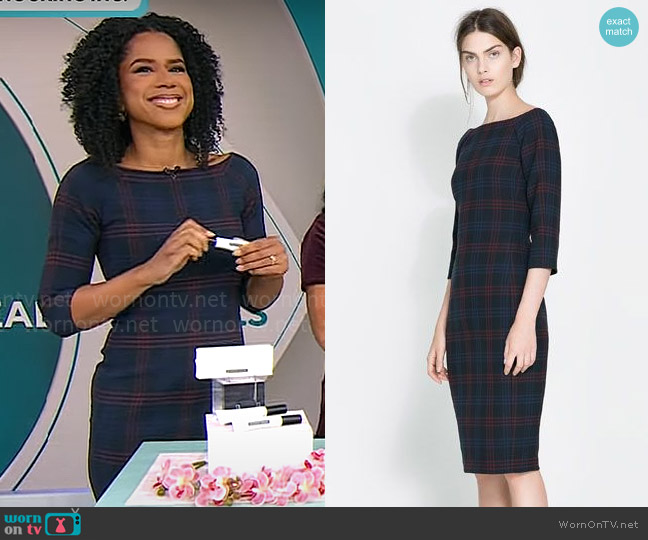 Zara Plaid Dress worn by Adriana Diaz on CBS Mornings