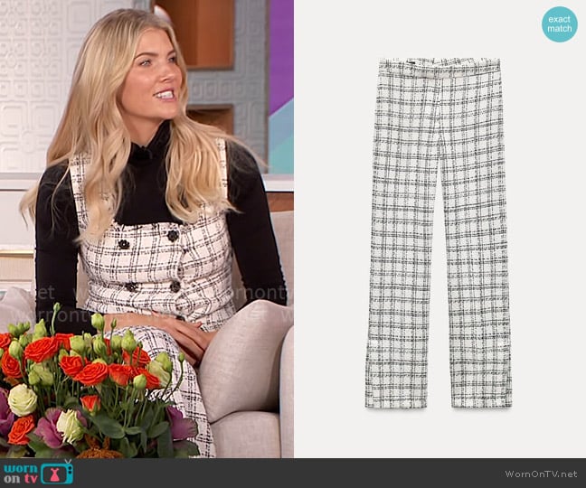 Zara Plaid Textured Pants worn by Amanda Kloots on The Talk