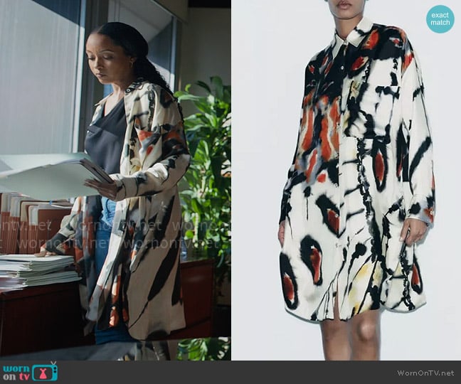 Zara Printed Tunic worn by Andrea Freemann (Yaya DaCosta) on The Lincoln Lawyer