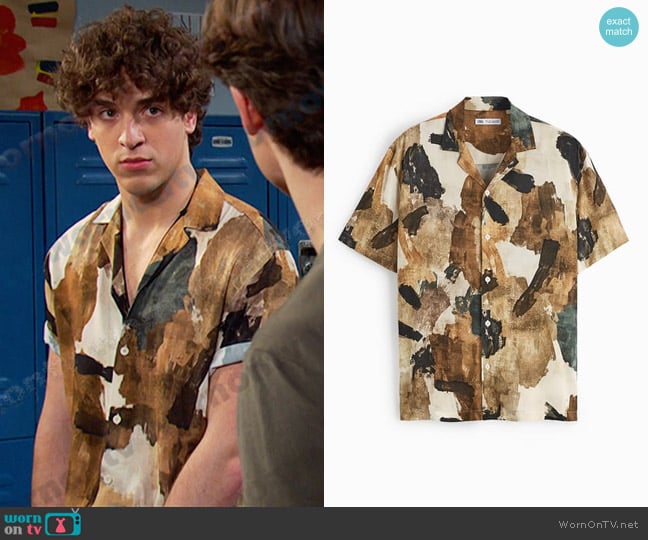 Zara Abstract Print Shirt worn by  Aaron Greene (Louis Tomeo) on Days of our Lives