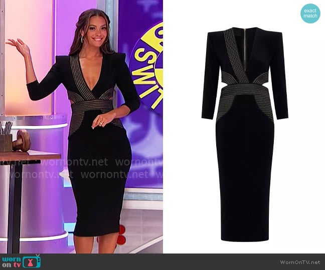 Alexis’ black dress with cutouts on The Price is Right