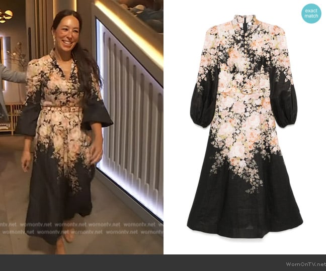 Zimmermann Illustration midi dress worn by  Joanna Gaines on The Drew Barrymore Show