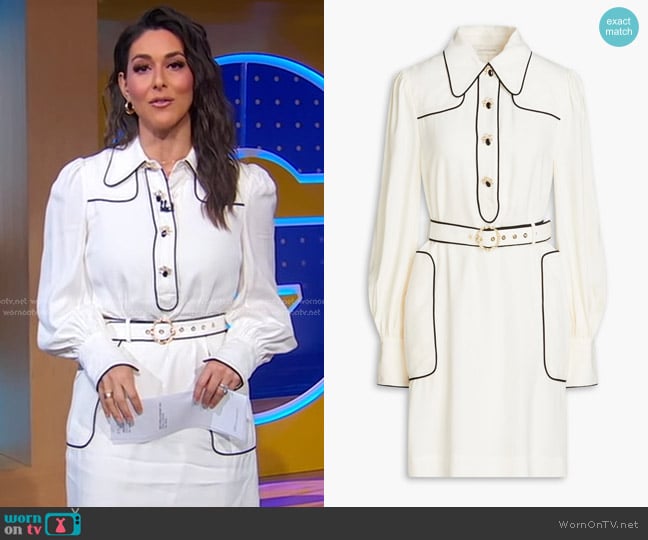 Zimmermann Piped Crepe Mini Shirt Dress worn by Erielle Reshef on Good Morning America