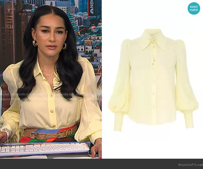 Zimmermann Blouson Shirt worn by Morgan Radford on NBC News Daily