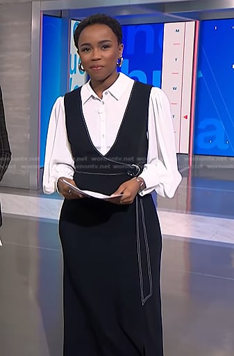 Zinhle's layered two-tone wrap dress on NBC News Daily