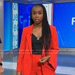 Zinhle’s red blazer and pant suit on NBC News Daily