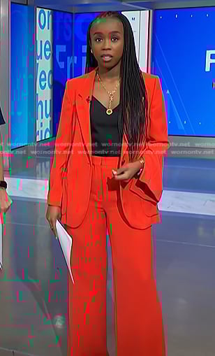 Zinhle's red blazer and pant suit on NBC News Daily