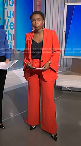 Zinhle's red blazer and pant suit on NBC News Daily