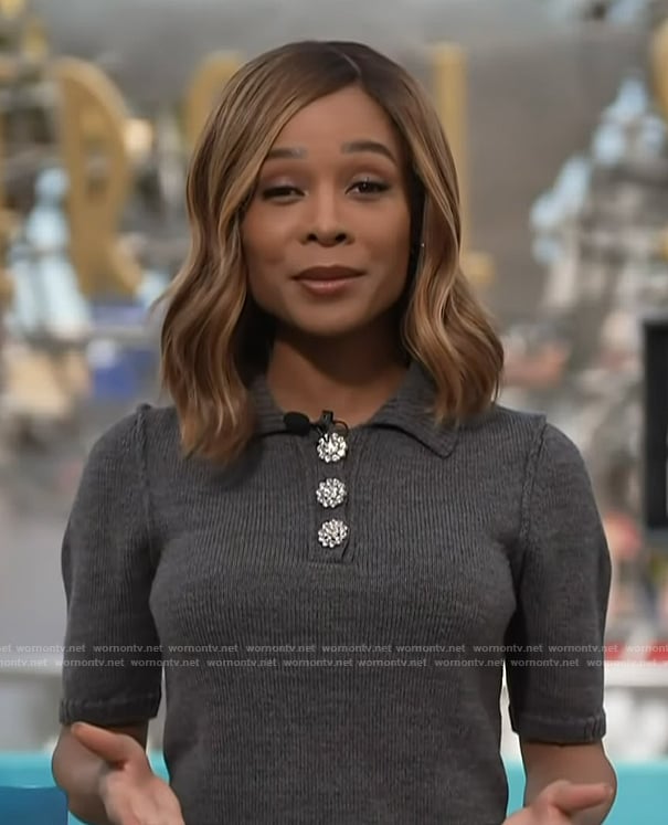 Zuri’s gray polo top and mini skirt on Access Hollywood