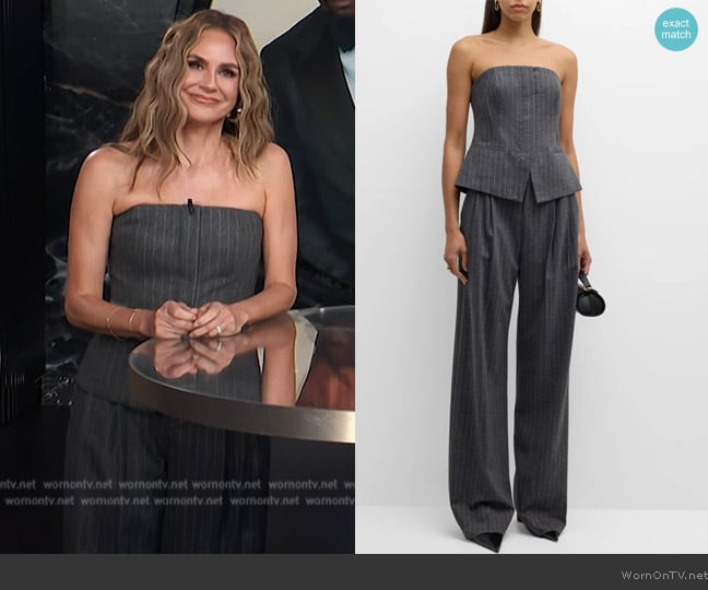 A.L.C. Renee Strapless Pinstripe Top worn by Keltie Knight on E! News