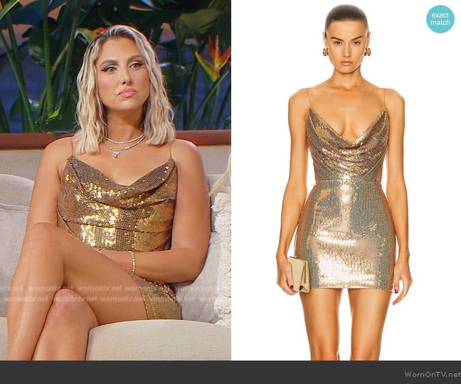 Gina’s gold sequin confessional dress on RHOC