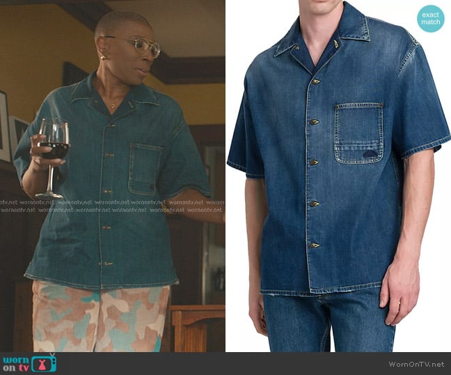 Alexander McQueen Denim Camp Shirt in Blue Washed worn by Henrietta Wilson (Aisha Hinds) on 9-1-1