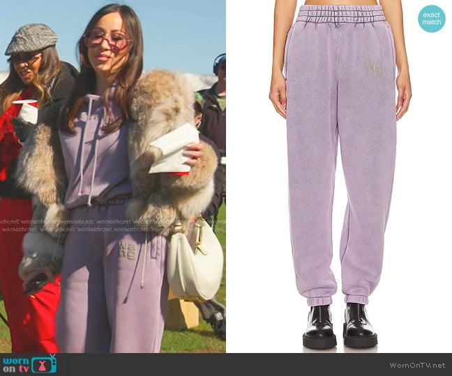 Alexander Wang Essential Classic Sweatpants in Acid Pink Lavender worn by Angie Katsanevas on The Real Housewives of Salt Lake City