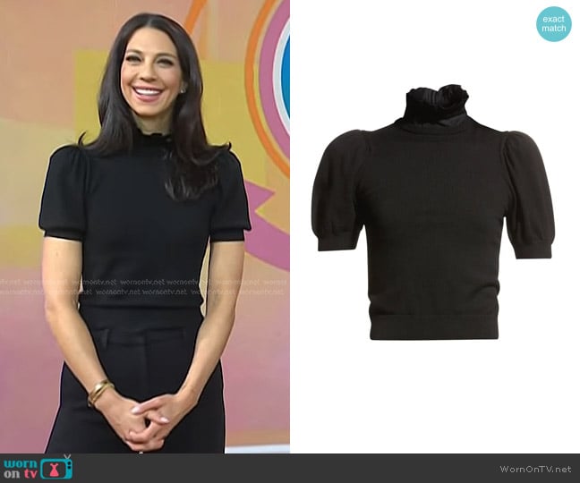 Alice + Olivia Chase Puff-Sleeve Ruffle-Neck Sweater worn by Dr. Natalie Azar on Today