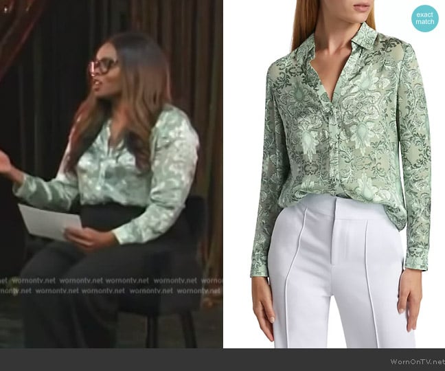 Alice and Olivia Eloise Blouse worn by Jacqueline Coley on E! News